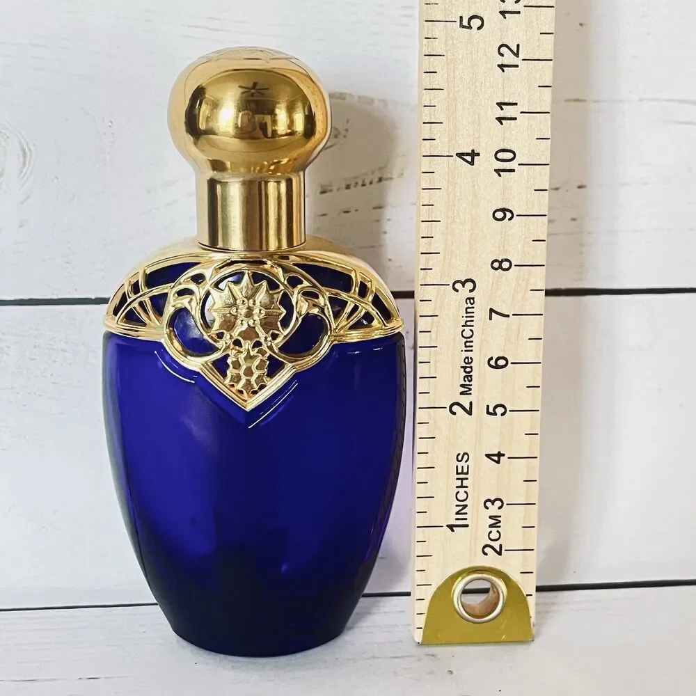 Avon Vintage Dark Blue Cobalt Mesmerize Cologne Bottle 5” High Bottle Is EMPTY